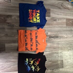 Kids Short Sleeve Tees - Energetic Blue, Bright Orange, Playful Black